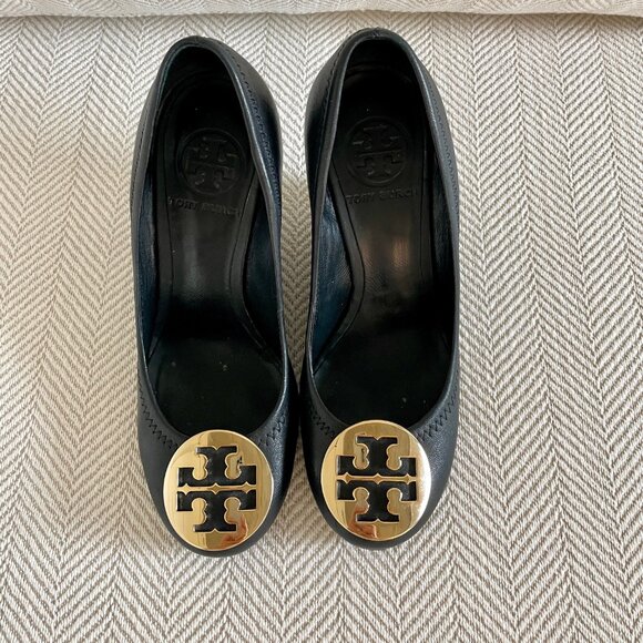 Tory Burch Sally Wedge Pumps – Black Leather – Size 6 - Picture 7 of 9